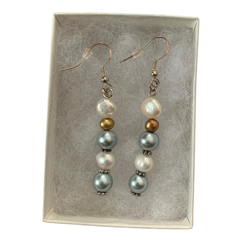 Handmade Pearl Bead Drop Earrings
